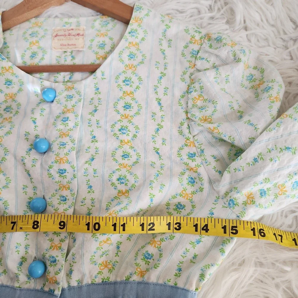 70s Vtg Handmade Maxi Prairie Dress‎ Roses Floral Seersucker cottagecore - Picture 3 of 16